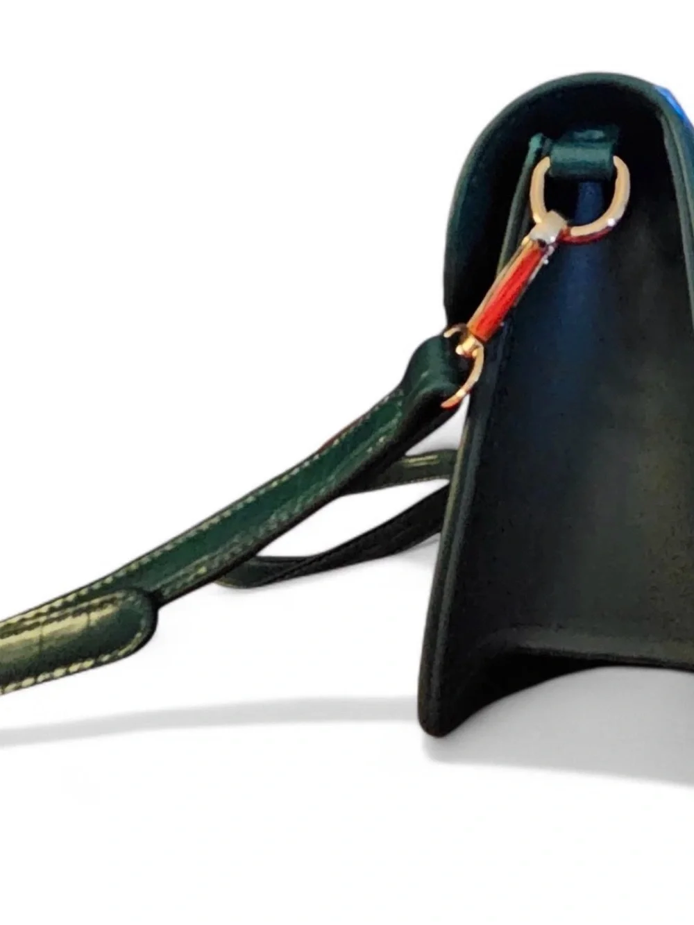 Green Studded Crossbody Clutch with Gold Hardware
